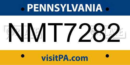 NMT7282 Pennsylvania License Plate