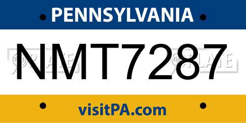 NMT7287 Pennsylvania License Plate