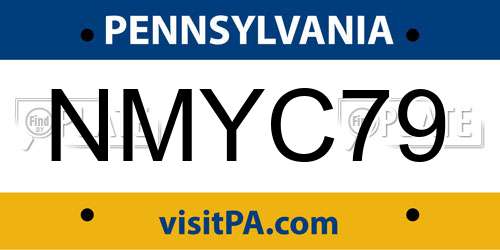 NMYC79 Pennsylvania License Plate