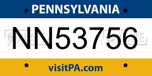 NN53756 Pennsylvania License Plate