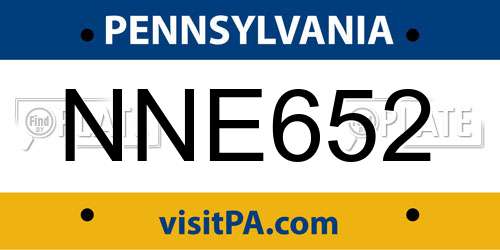 NNE652 Pennsylvania License Plate