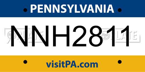 NNH2811 Pennsylvania License Plate