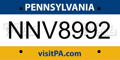 NNV8992 Pennsylvania License Plate