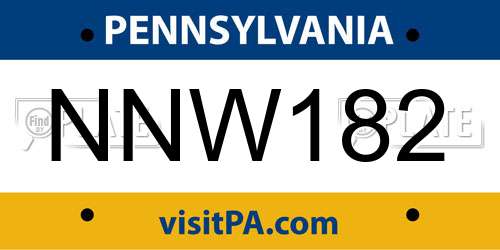 NNW182 Pennsylvania License Plate