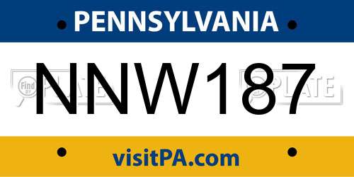 NNW187 Pennsylvania License Plate