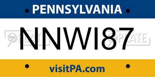 NNWI87 Pennsylvania License Plate