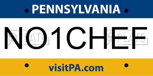 NO1CHEF Pennsylvania License Plate