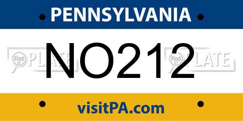 NO212 Pennsylvania License Plate