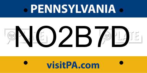 NO2B7D Pennsylvania License Plate
