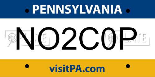 NO2C0P Pennsylvania License Plate