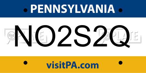 NO2S2Q Pennsylvania License Plate