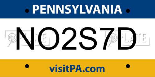 NO2S7D Pennsylvania License Plate