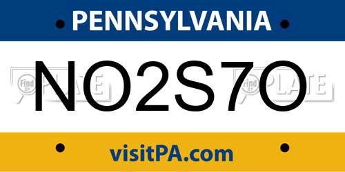 NO2S7O Pennsylvania License Plate