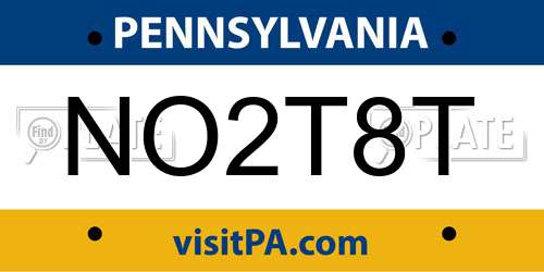 NO2T8T Pennsylvania License Plate