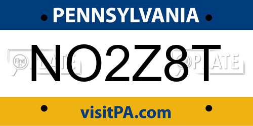 NO2Z8T Pennsylvania License Plate