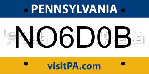 NO6D0B Pennsylvania License Plate