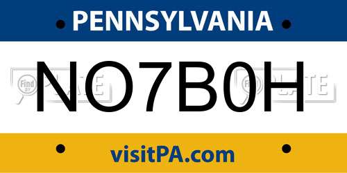 NO7B0H Pennsylvania License Plate