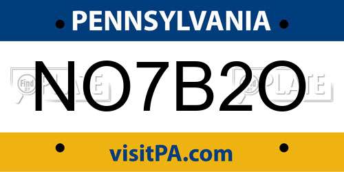 NO7B2O Pennsylvania License Plate