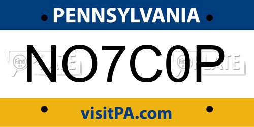 NO7C0P Pennsylvania License Plate