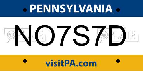 NO7S7D Pennsylvania License Plate