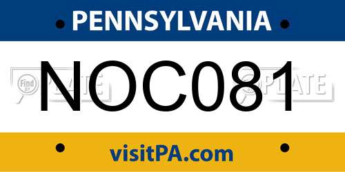 NOC081 Pennsylvania License Plate