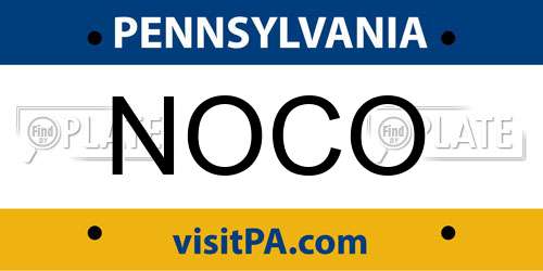 NOCO Pennsylvania License Plate