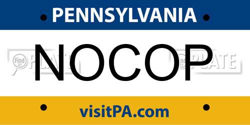 NOCOP Pennsylvania License Plate