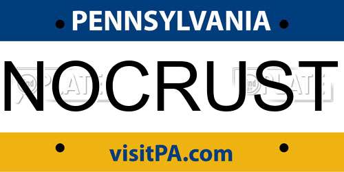 NOCRUST Pennsylvania License Plate