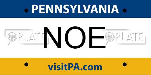 NOE Pennsylvania License Plate