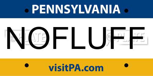 NOFLUFF Pennsylvania License Plate