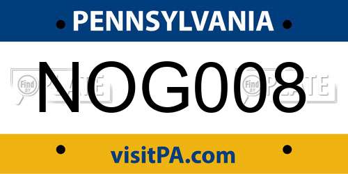 NOG008 Pennsylvania License Plate