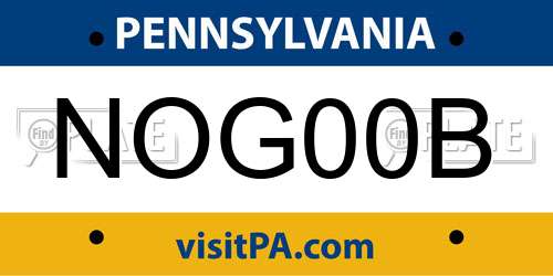 NOG00B Pennsylvania License Plate