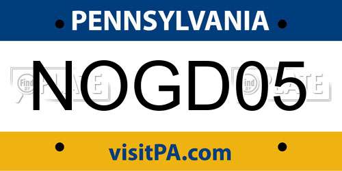 NOGD05 Pennsylvania License Plate