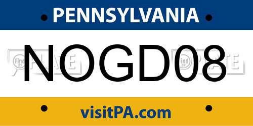 NOGD08 Pennsylvania License Plate