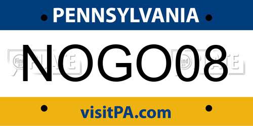 NOGO08 Pennsylvania License Plate