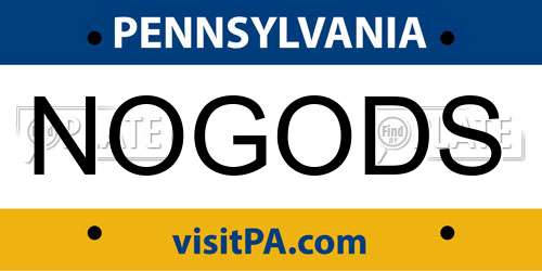 NOGODS Pennsylvania License Plate