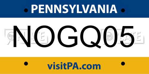 NOGQ05 Pennsylvania License Plate