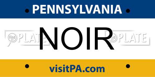 NOIR Pennsylvania License Plate