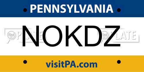 NOKDZ Pennsylvania License Plate