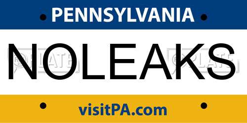 NOLEAKS Pennsylvania License Plate