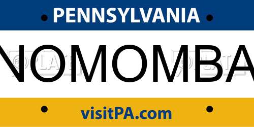 NOMOMBA Pennsylvania License Plate