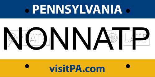 NONNATP Pennsylvania License Plate