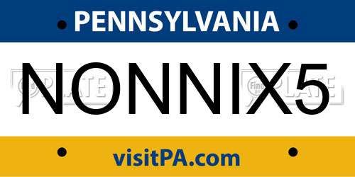 NONNIX5 Pennsylvania License Plate