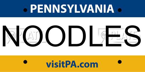 NOODLES Pennsylvania License Plate