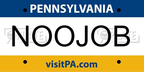 NOOJOB Pennsylvania License Plate