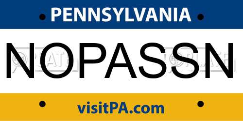 NOPASSN Pennsylvania License Plate