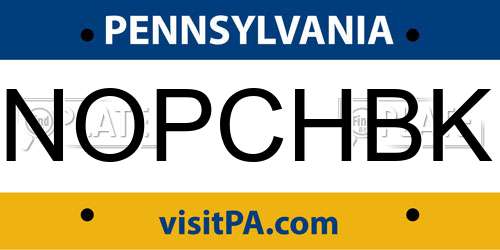 NOPCHBK Pennsylvania License Plate