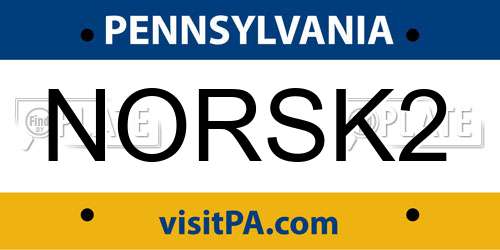 NORSK2 Pennsylvania License Plate