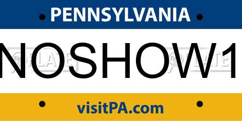NOSHOW1 Pennsylvania License Plate