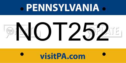 NOT252 Pennsylvania License Plate